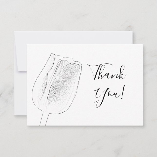 Tulip Sketch Spring Wedding Thank You (Front)