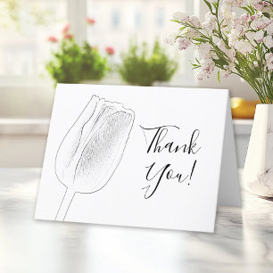 Tulip Sketch Spring Wedding Thank You Card