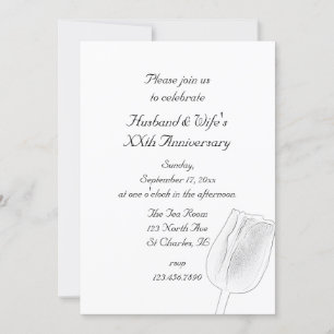 Tulip Sketch Wedding Anniversary Party Invitation