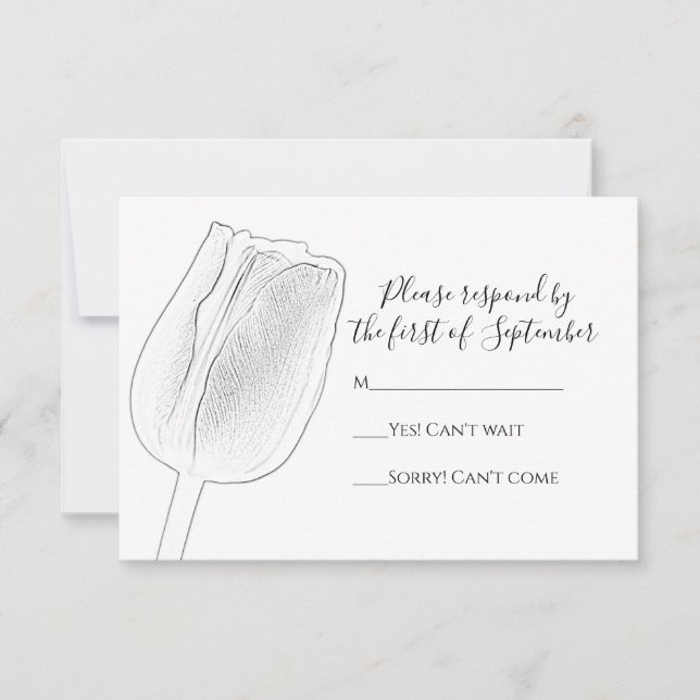 Tulip Sketch Wedding RSVP Response Card (Front)