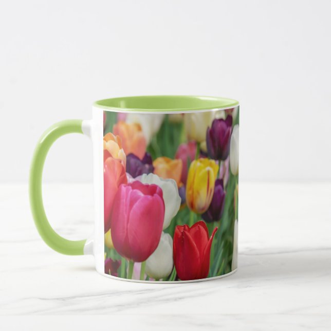 Tulip Spring Flowers Garden Floral Yellow Pink Red Mug (Left)