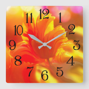 tulip square wall clock