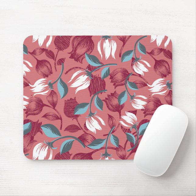 Tulip Symphony: Floral Patterns Mouse Mat (With Mouse)