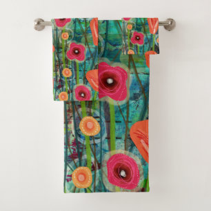 Tulip Tango - Nature Inspired Floral Art -  Bath Towel Set