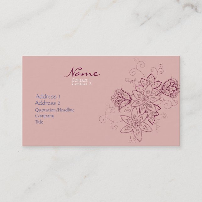 Tulip Tattoo Business Cards (Rose) (Front)