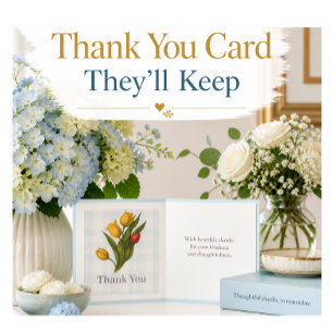 Tulip Thank You Card   Elegant Floral Note