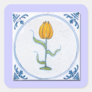 Tulip Tile Art with Blue and White Square Sticker