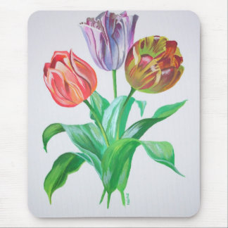 Tulip Trio Colourful Artistic Flowers Mouse Mat