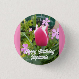 Tulip Tulips Red Pink Flower Floral Birthday Card 3 Cm Round Badge