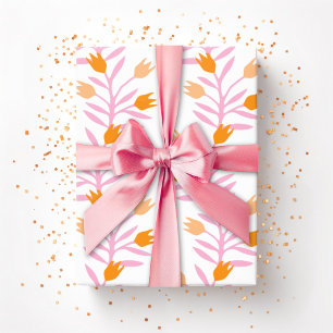 Tulip Vine in Pink and Orange Wrapping Paper