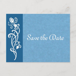 Tulip Vine on Blue Save the Date Postcard