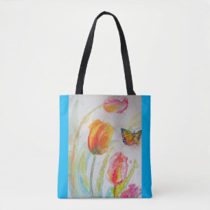 Tulip Watercolor Flowers Floral Tote Bag