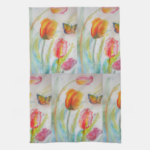 Tulip Watercolor Tea Towel