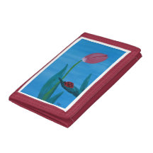 Tulip with a Ladybug on a Leaf