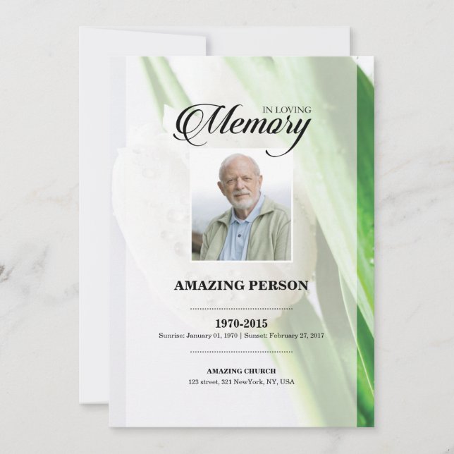 TulipFuneral Prayer Card Template (Front)