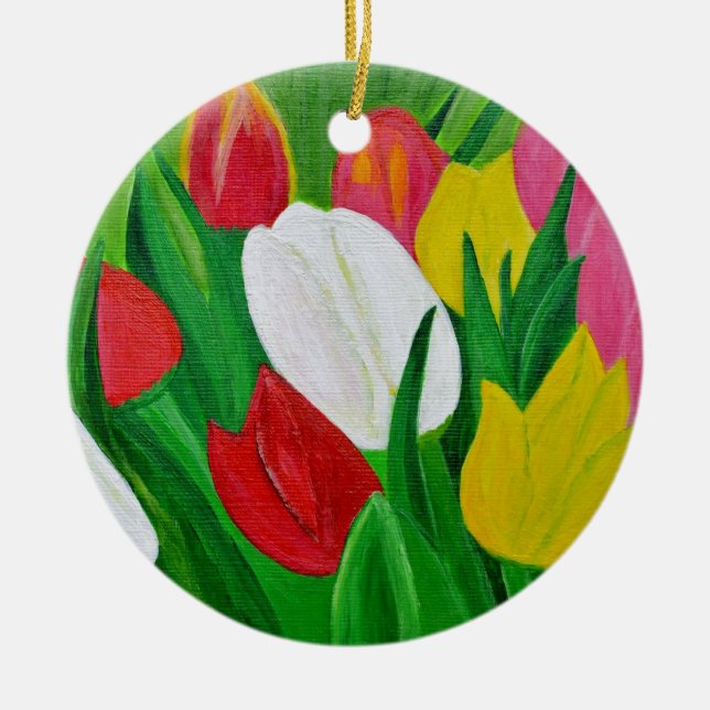 Tulips 2a ceramic tree decoration (Front)