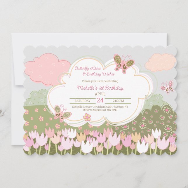 Tulips and Butterflies Invitations (Front)