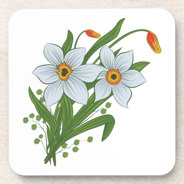 Tulips and Daffodils Flowers Coaster (Front)
