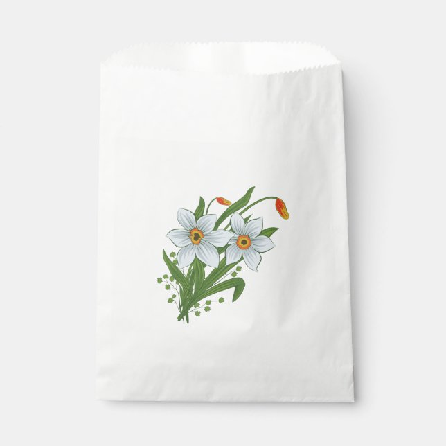 Tulips and Daffodils Flowers Favour Bags (Front)