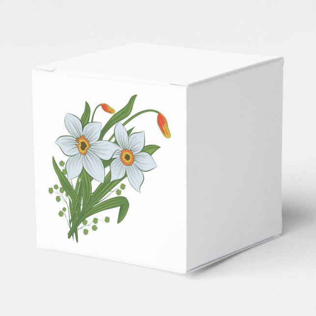 Tulips and Daffodils Flowers Favour Box (Front Side)