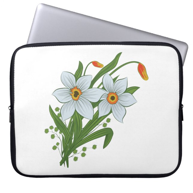Tulips and Daffodils Flowers Laptop Sleeve (Front)