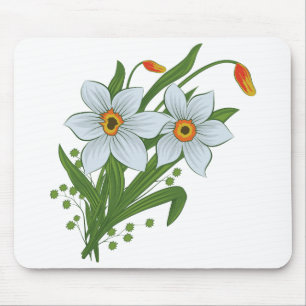 Tulips and Daffodils Flowers Mouse Mat