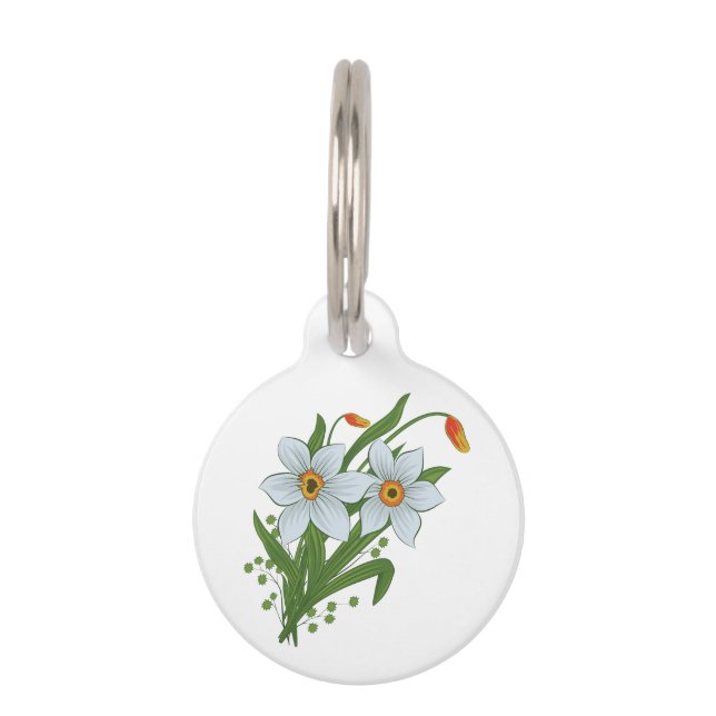 Tulips and Daffodils Flowers Pet Tag (Front)