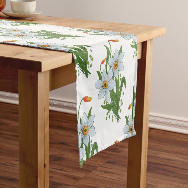 Tulips and Daffodils Flowers Short Table Runner (In Situ)