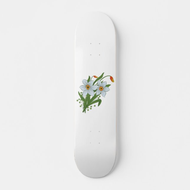 Tulips and Daffodils Flowers Skateboard (Front)