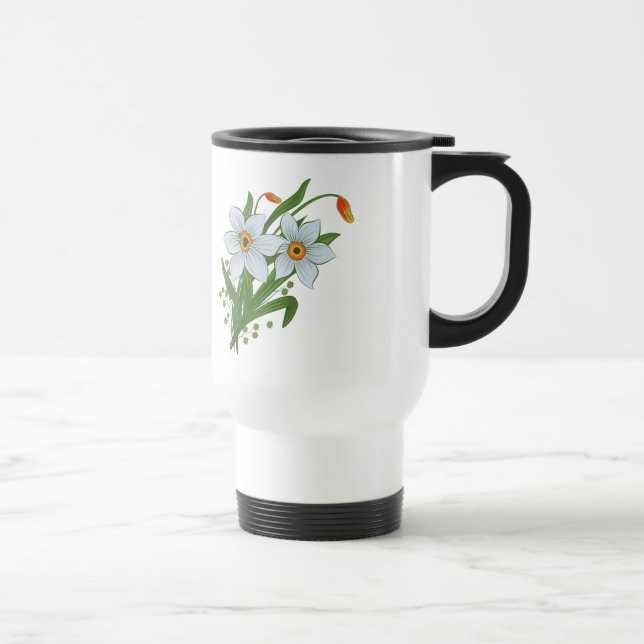 Tulips and Daffodils Flowers Travel Mug (Right)