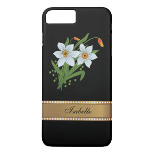 Tulips and Daffodils Gold Personalised Name iPhone 8 Plus/7 Plus Case
