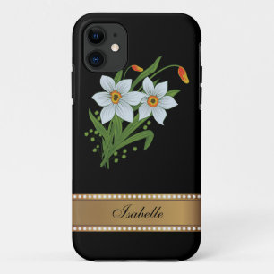 Tulips and Daffodils Gold Personalised Name iPhone 11 Case