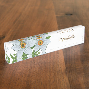 Tulips and Daffodils Personalised Name Nameplate