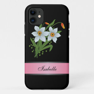 Tulips and Daffodils Pink 2 Personalised Name iPhone 11 Case