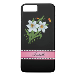 Tulips and Daffodils Pink Personalised Name iPhone 8 Plus/7 Plus Case
