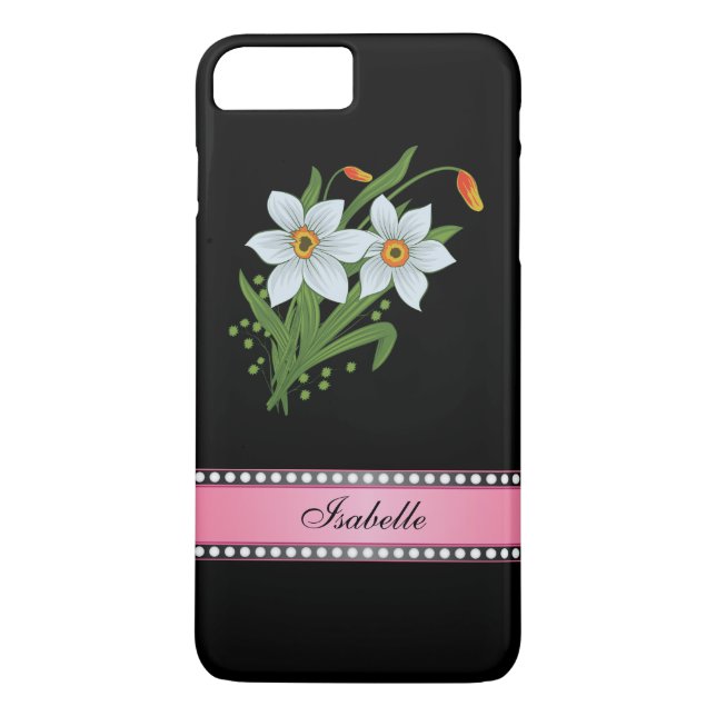 Tulips and Daffodils Pink Personalised Name Case-Mate iPhone Case (Back)