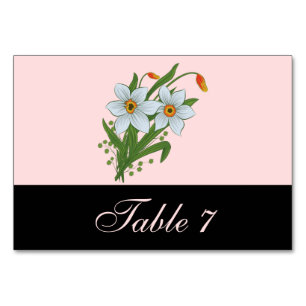 Tulips and Daffodils Wedding Black Table Number