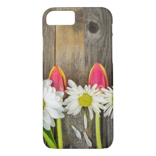 tulips and daisy on wood iPhone 8/7 case