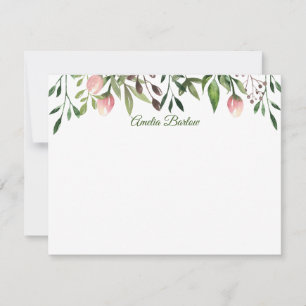Tulips and Greenery Personalised Flat Note Card