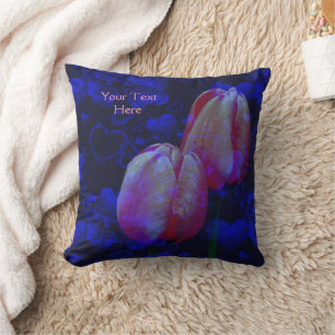 Tulips And Hearts Abstract Personalised Cushion