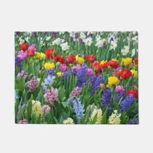 Tulips and hyacinth flowers doormat