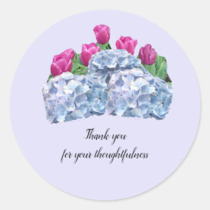 Tulips and Hydrangeas Thank You Sticker