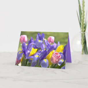 Tulips And Irises Flowers Blank Inside Card