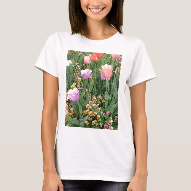 Tulips and Pansies T-Shirt (Front)