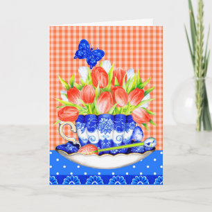 Tulips and Teacup Greeting Card