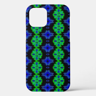 Tulips Artdeco in Retro style green blue black iPhone 12 Pro Case