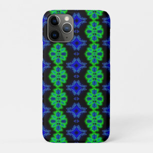 Tulips Artdeco in Retro style green blue black iPhone 11 Pro Case
