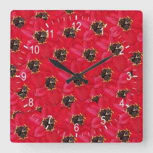 Tulips background square wall clock