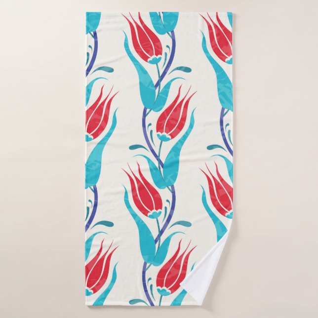 Tulips background. Traditional turkish motif. seam Bath Towel (Bath Towel)