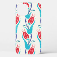 Tulips background. Traditional turkish motif. seam